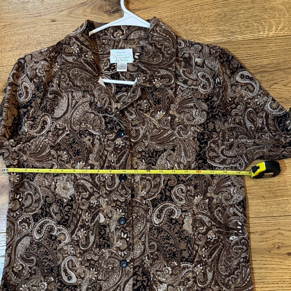 Christopher & Banks Brown Paisley jacket/top Size Medium A003 - Picture 7 of 9